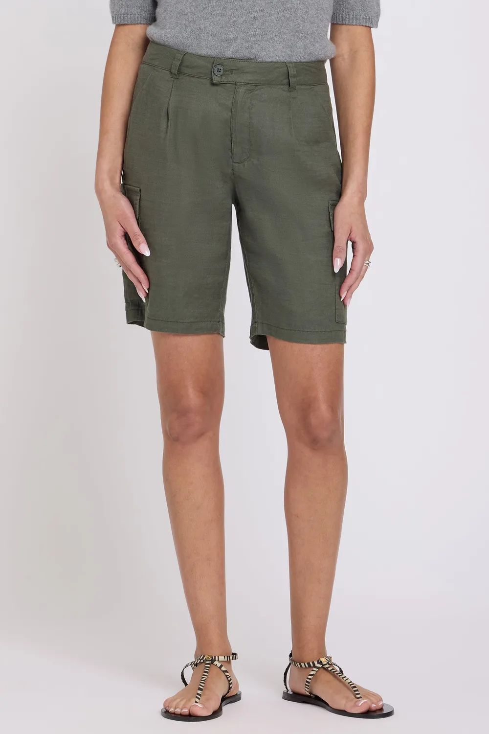 NYDJ Cargo Bermuda Shorts Desert Green High Rise
