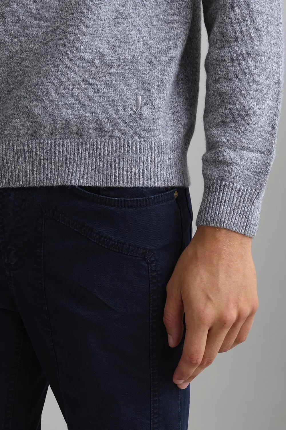 Jeckerson Raglan Wollpullover grau meliert Stretch
