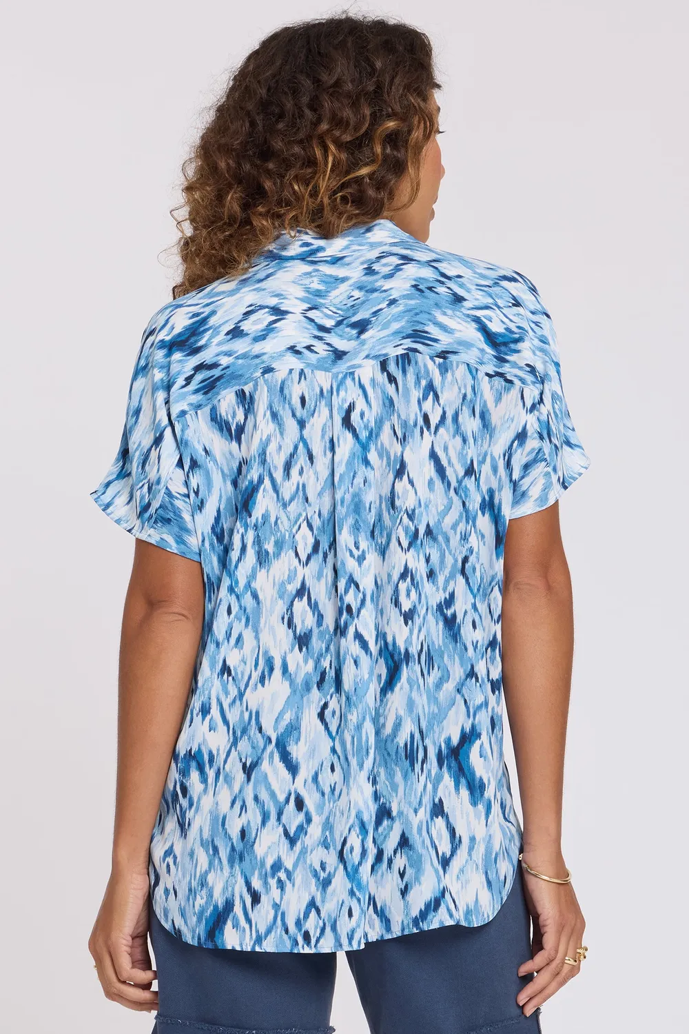 NYDJ Becky Kurzarm Bluse Blue Visions Georgette