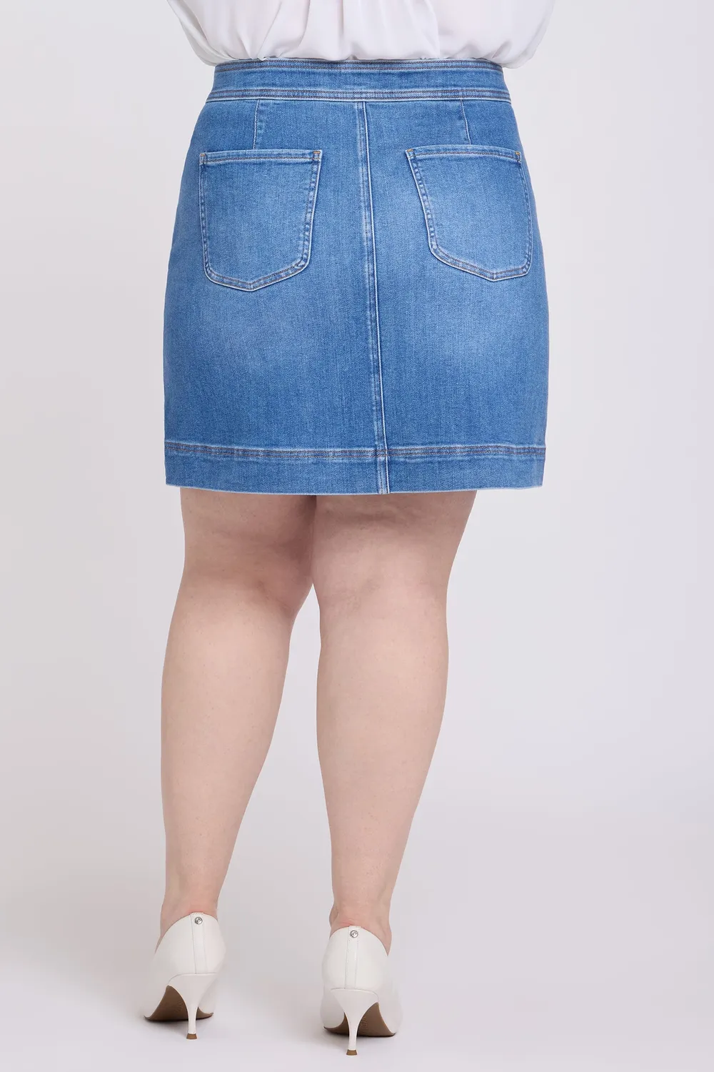 NYDJ High Rise A-Line Utility Jeansrock Blue Paradise blau
