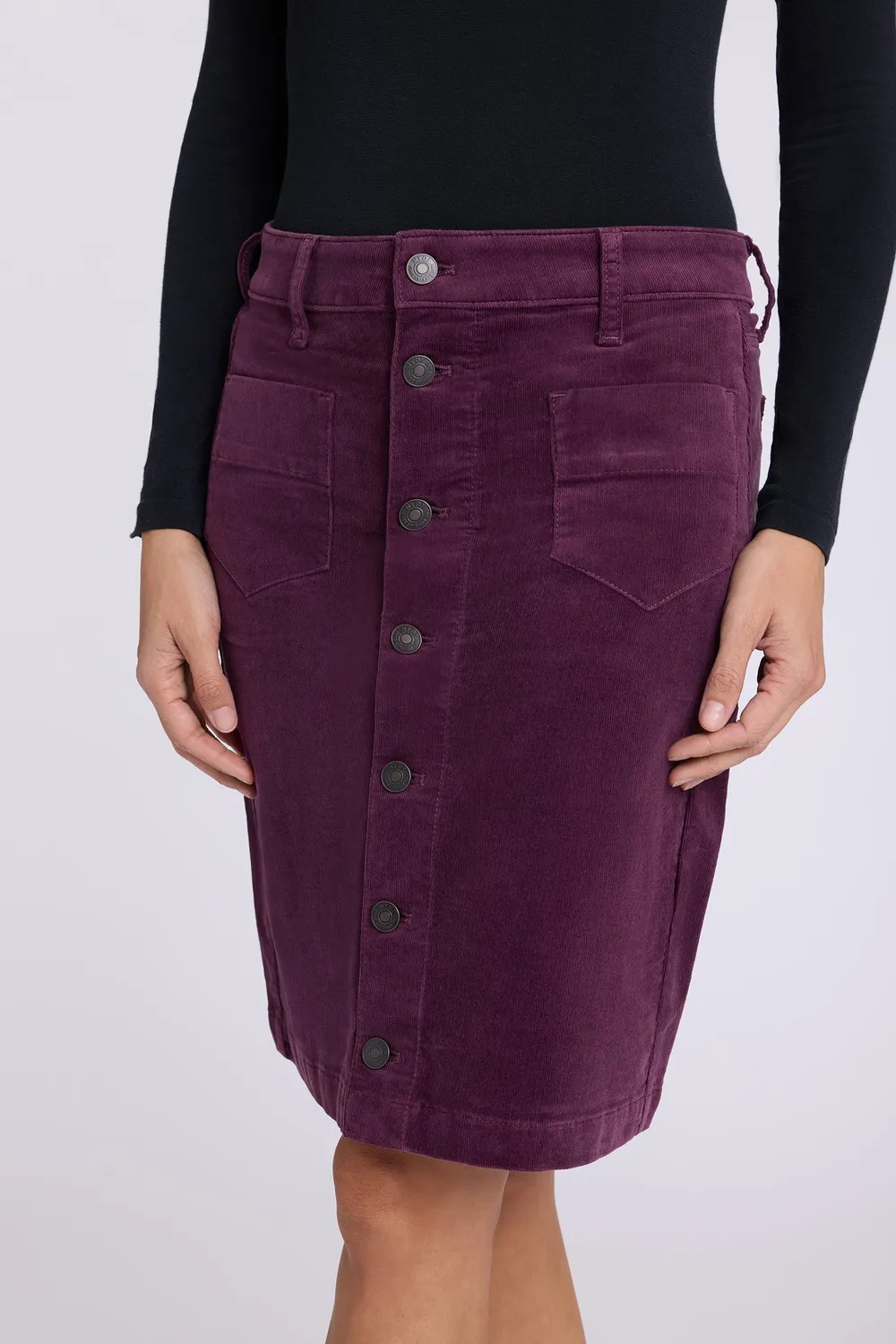 NYDJ Button Front Mauve Wine Rock Cord Knielang