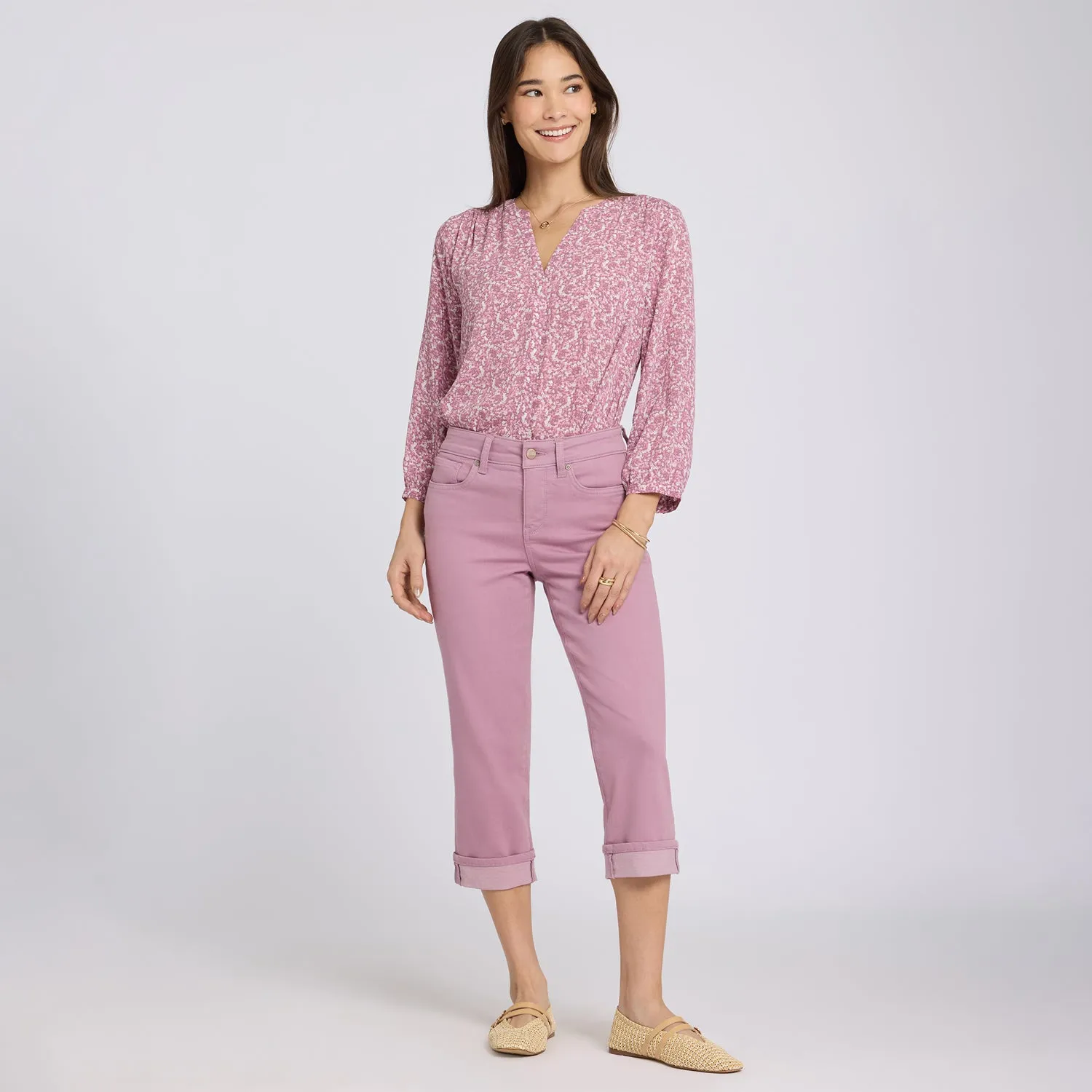 NYDJ Marilyn Straight Crop Jeans Dusky Daisy kühlend