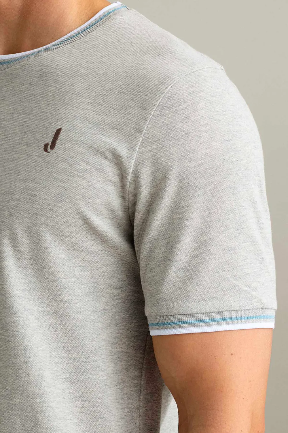 Jeckerson T-Shirt kurzarm grau meliert Piqué