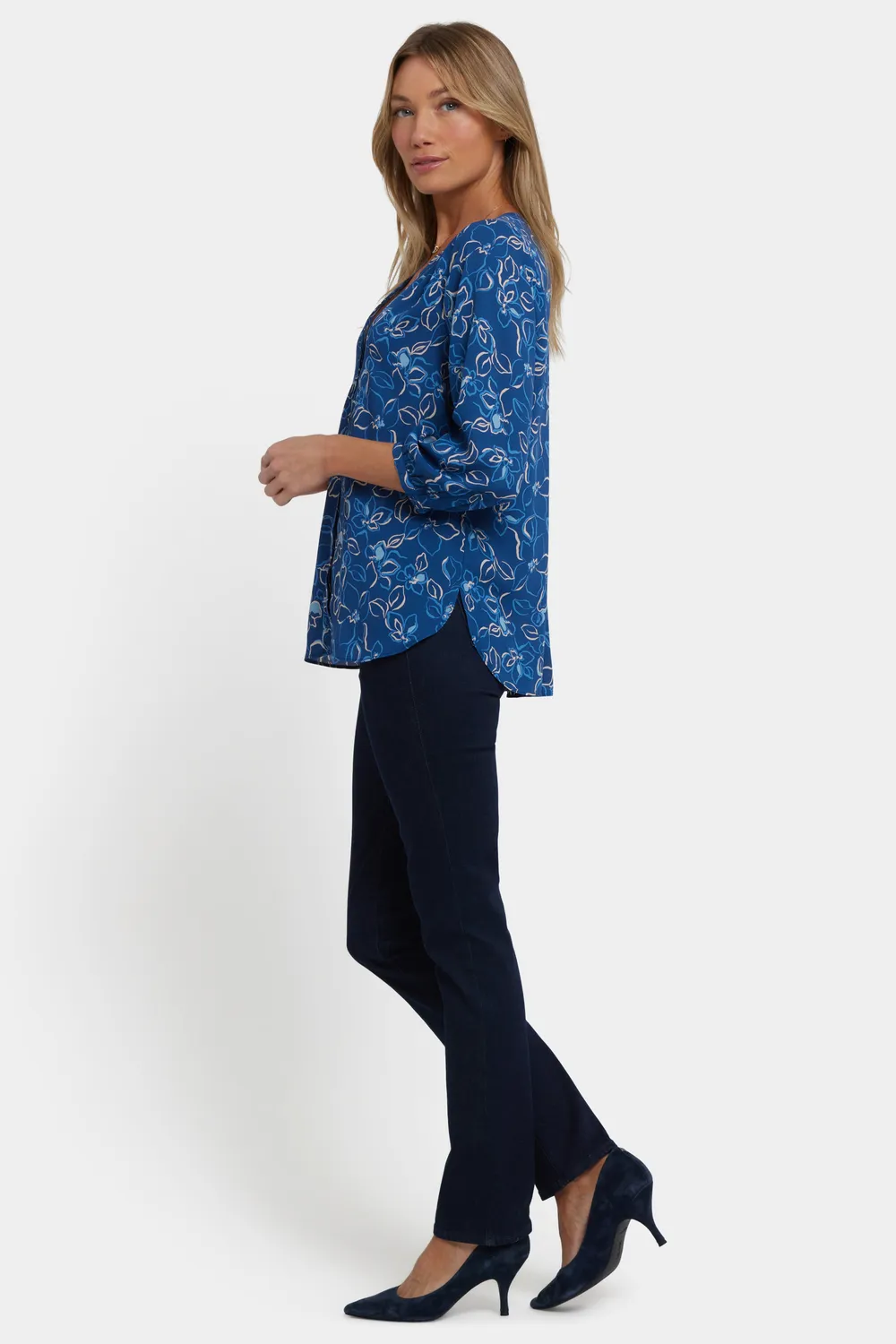 NYDJ Pintuck Bluse Fleur dYvette floral 3/4-Arm