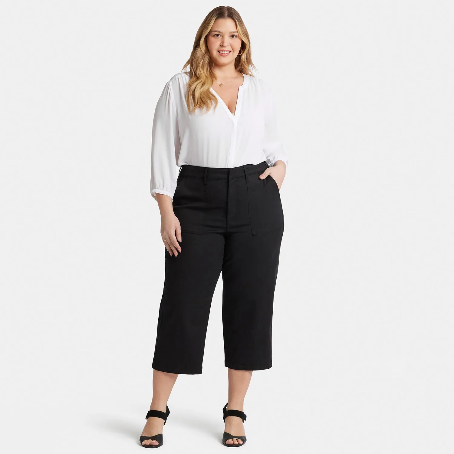 NYDJ Utility Hose Schwarz Stretch Twill Plus Size