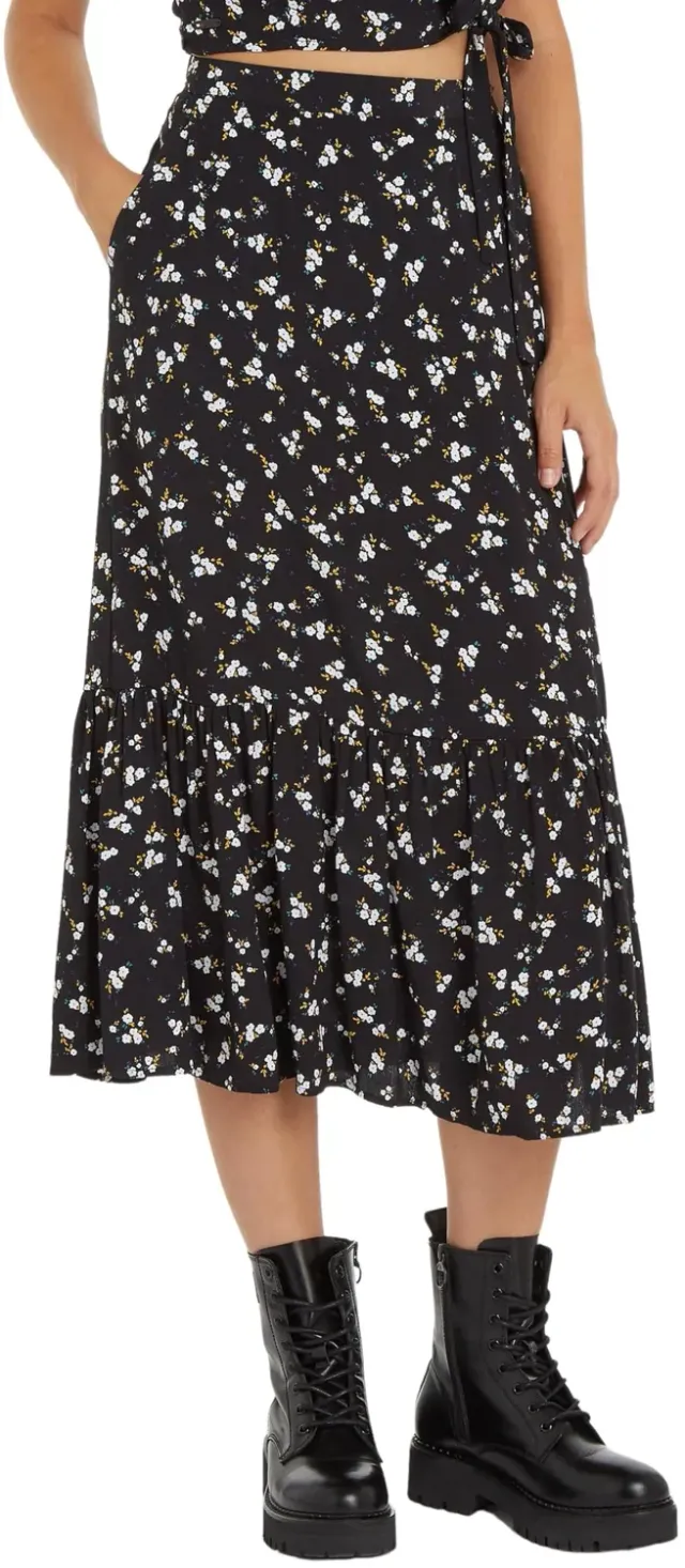 Tommy Jeans Floral Ruffle Midi Rock geblümt