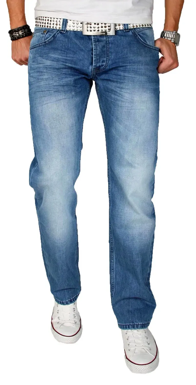 Alessandro Salvarini AS013 Jeans Herren blau stonewashed straight