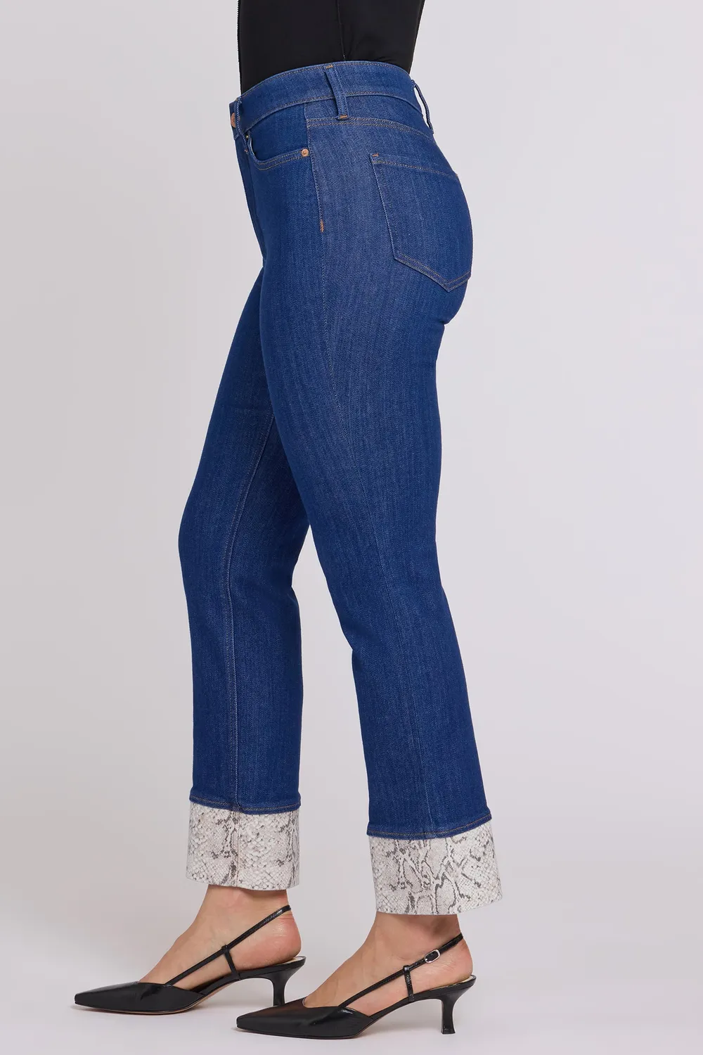 NYDJ Marilyn Straight Petite Jeans Blue Rinse Indigo Pythonsaum