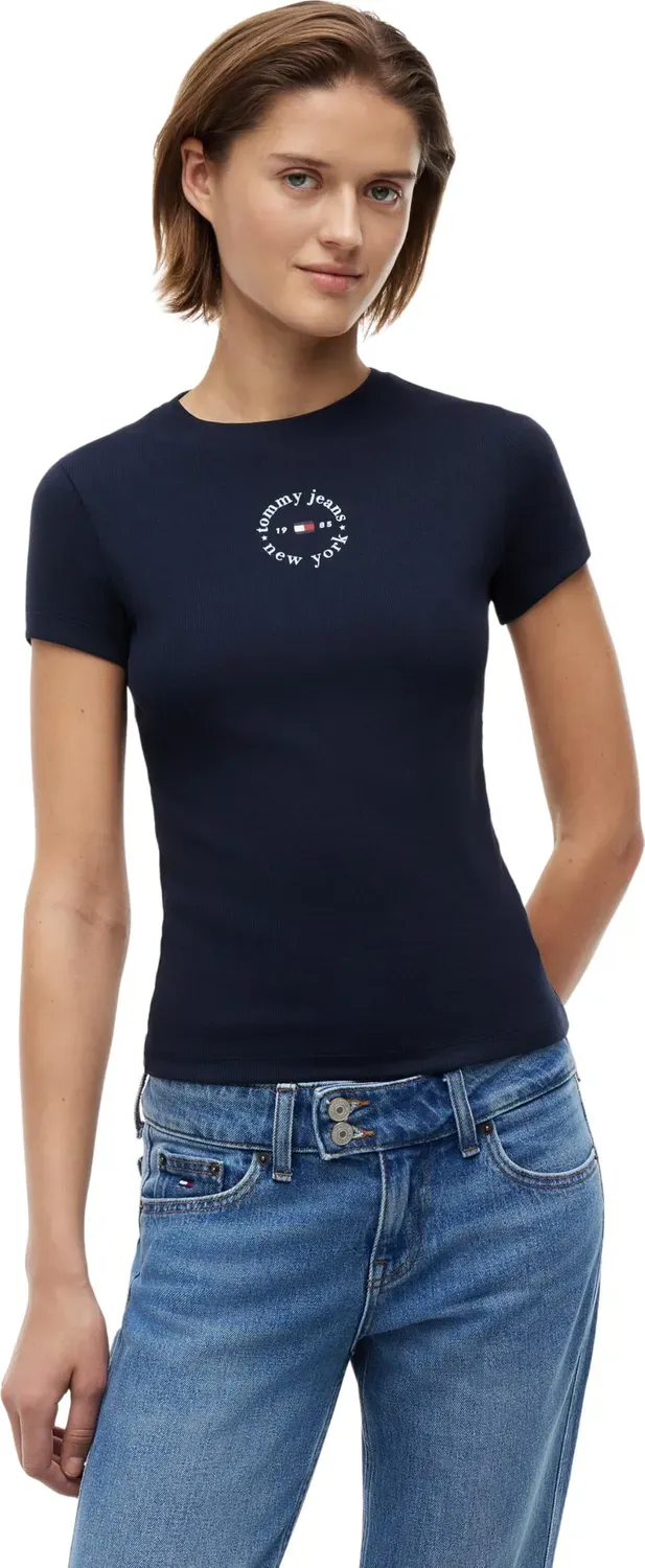 Tommy Jeans TJW Slim Logo Rib T-Shirt L schmal
