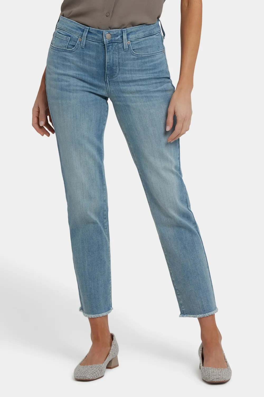 NYDJ Sheri Slim Ankle Jeans Light Paradise Fransensaum