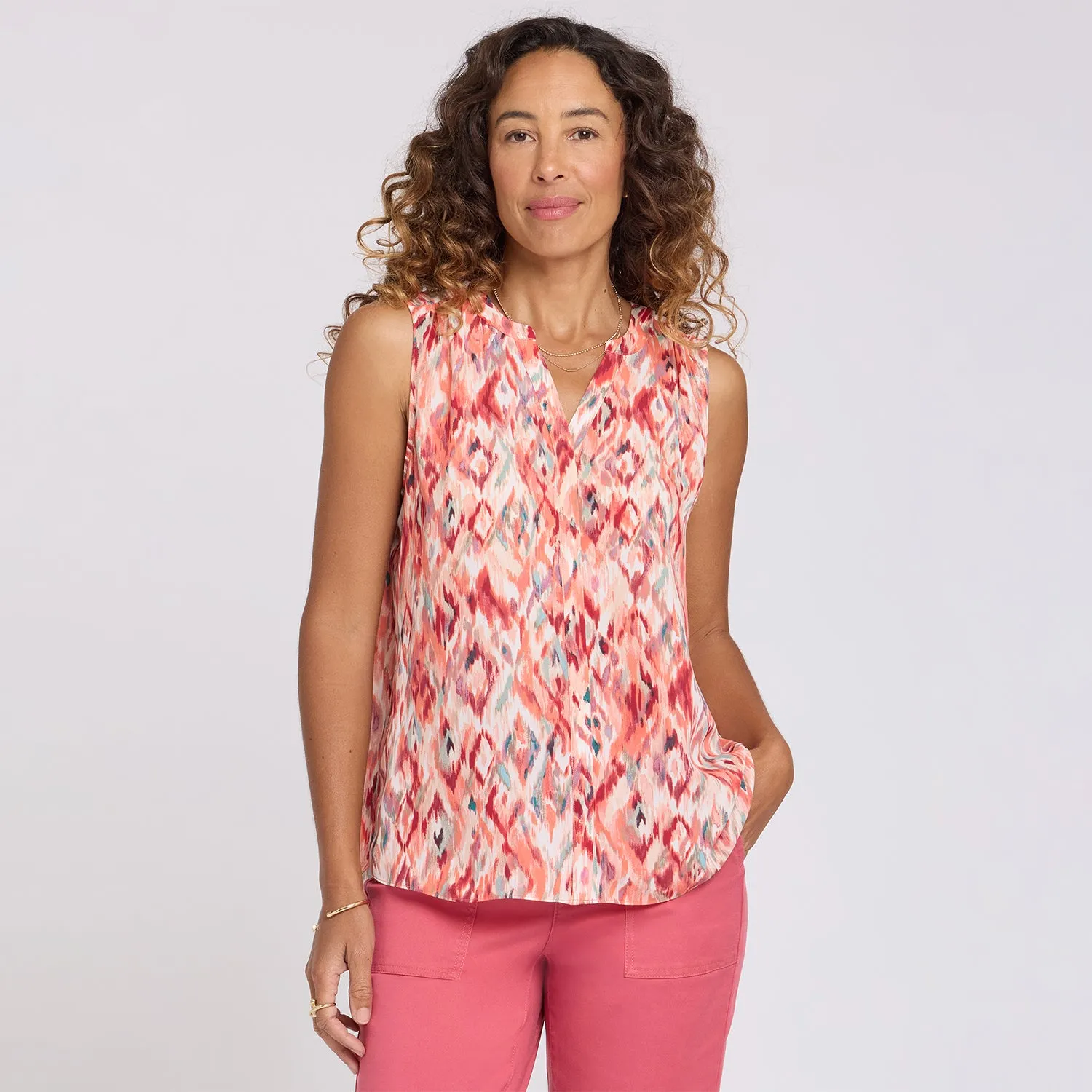 NYDJ Pintuck Blouse ärmellos Mojave Mirage leicht