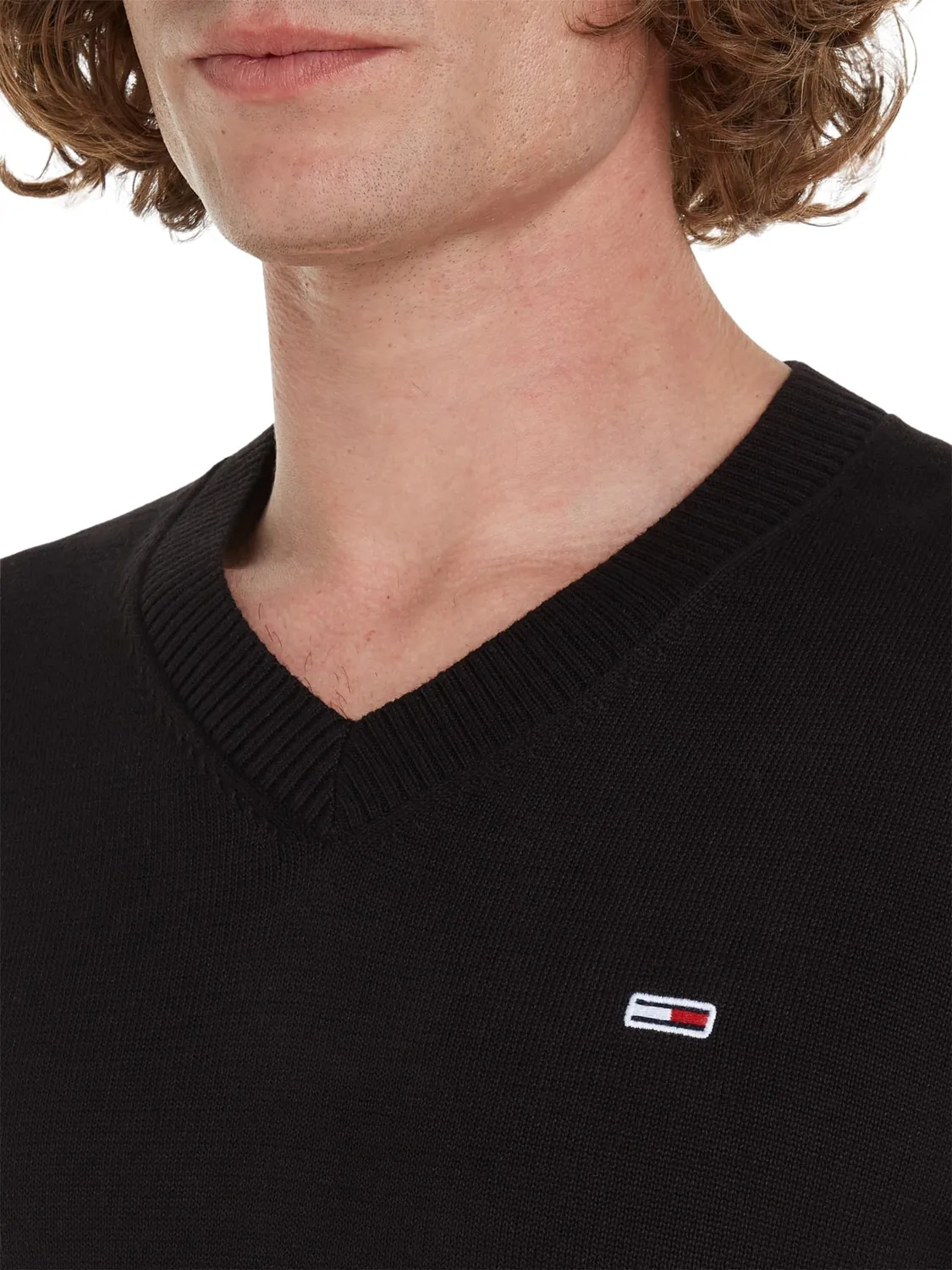 Tommy Jeans V-Ausschnitt Pullover Herren Schwarz