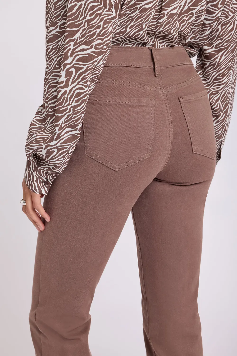 NYDJ Marilyn Straight Jeans Deep Taupe Mid Rise