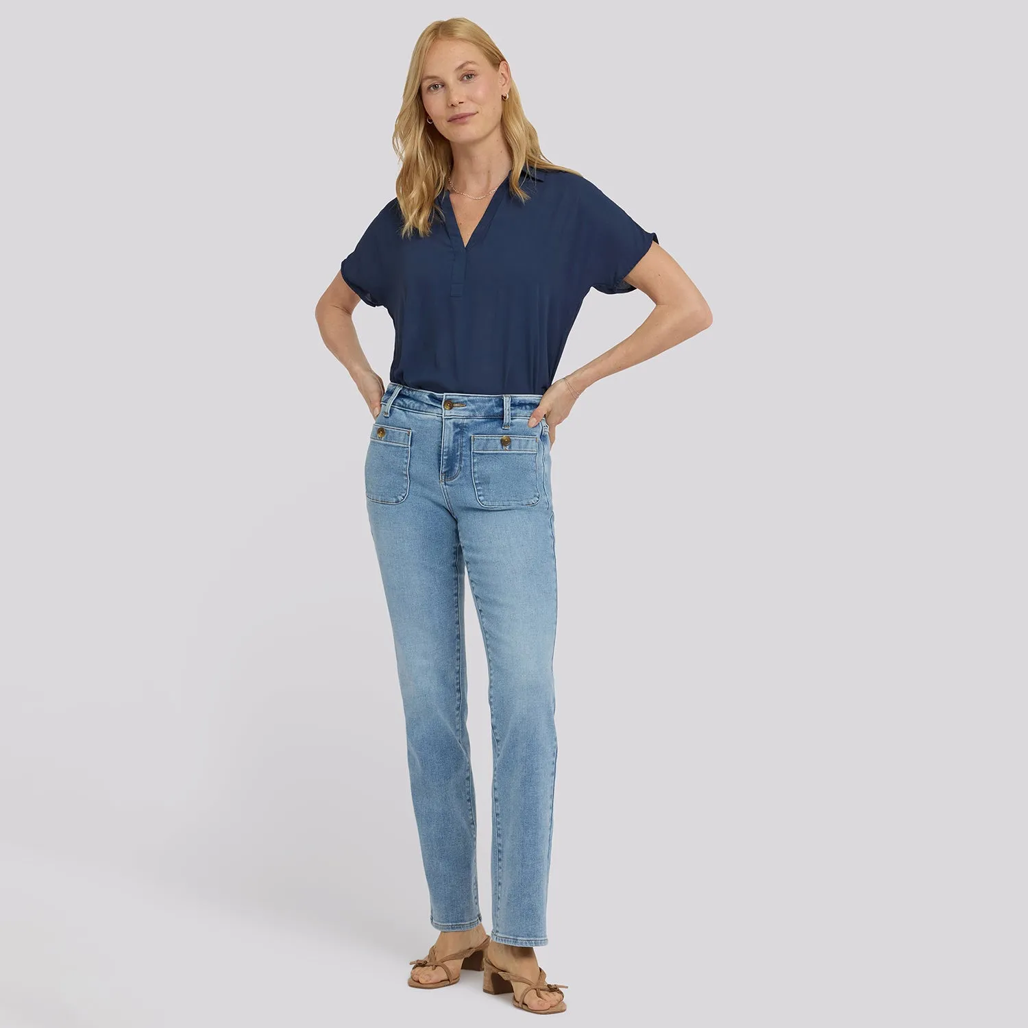 NYDJ Marilyn Straight Jeans Tall Mist Springs