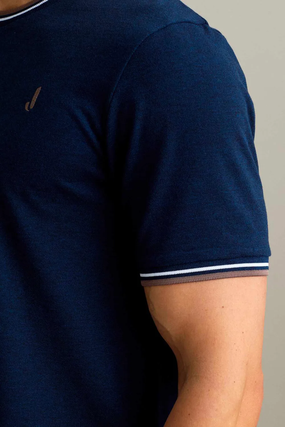 Jeckerson T-Shirt Piqué Blau-Melange Kurzarm