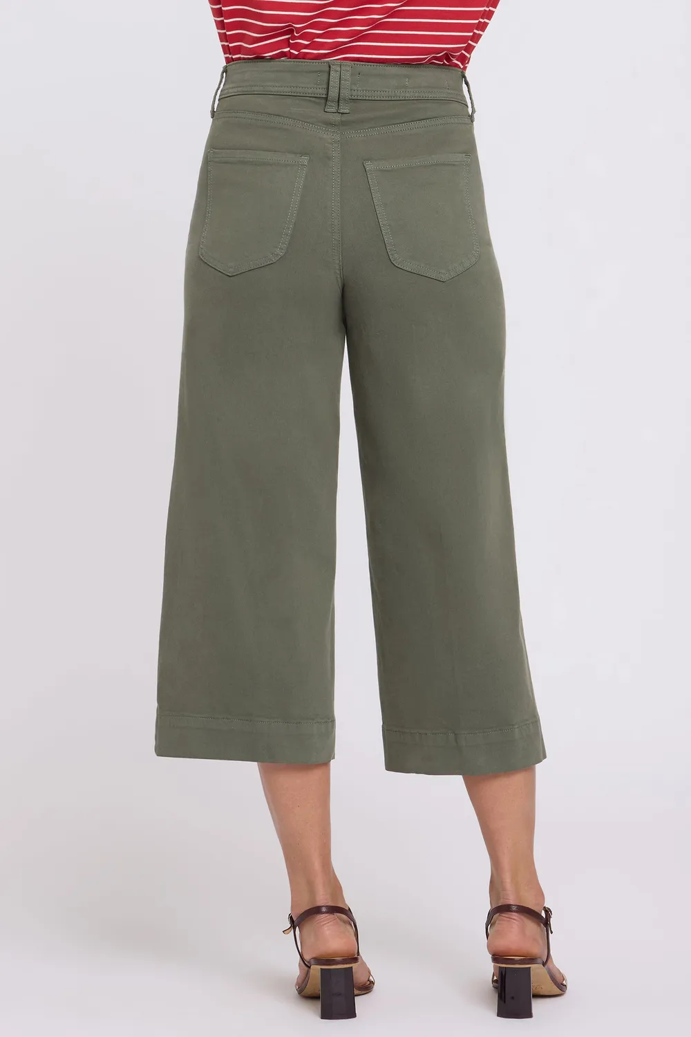 NYDJ Brigitte Wide Leg Capri Jeans Petite Desert Green