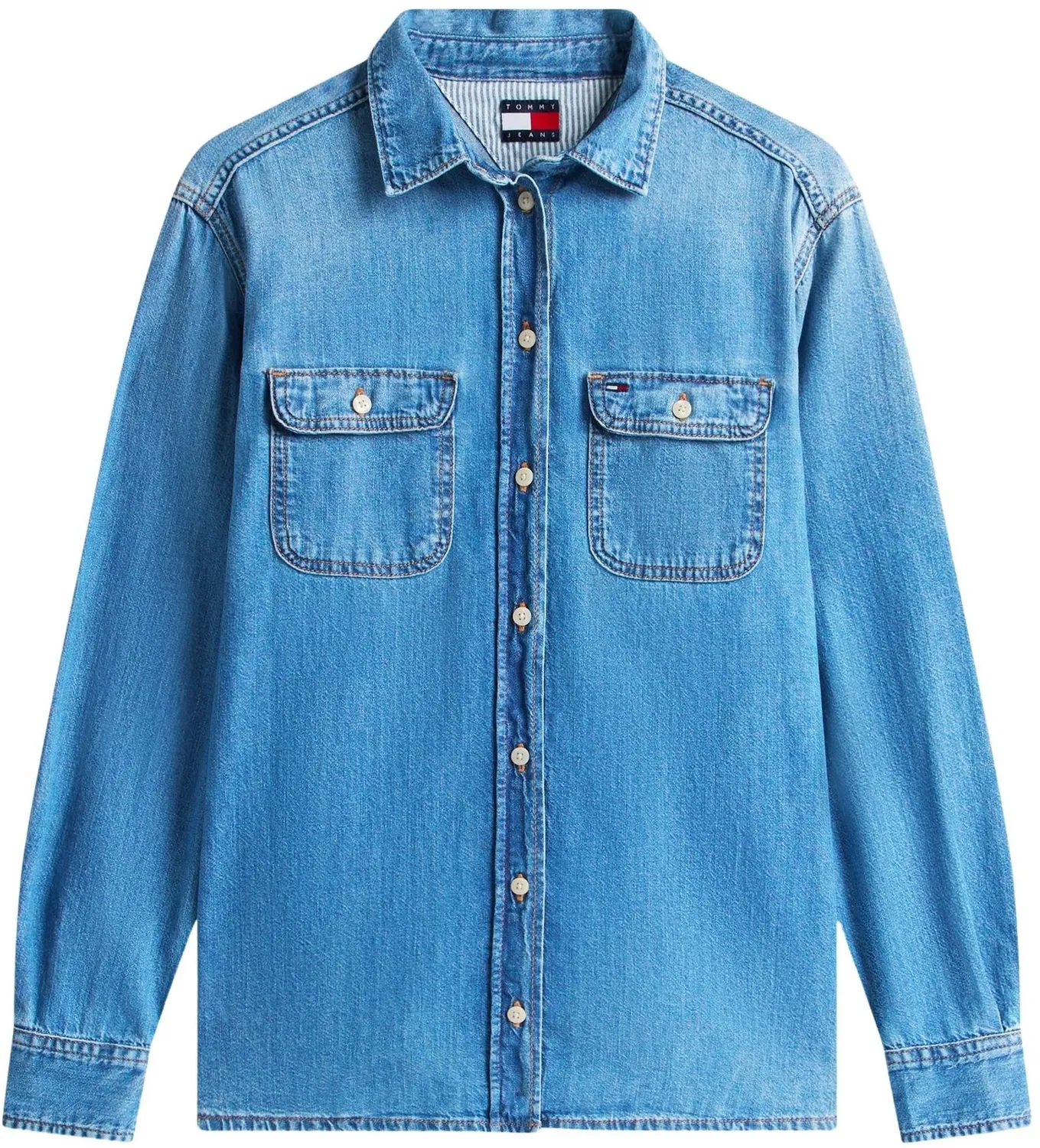 Tommy Jeans Jeanshemd Damen Relaxed Blau Denim Gr. L