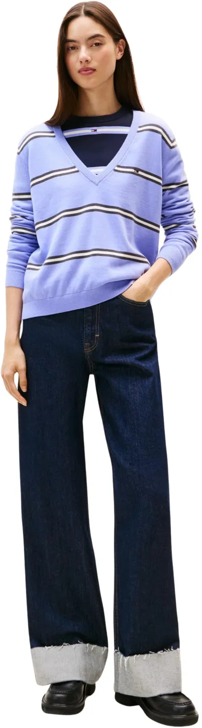Tommy Jeans Essential V-Ausschnitt Pullover Baumwolle