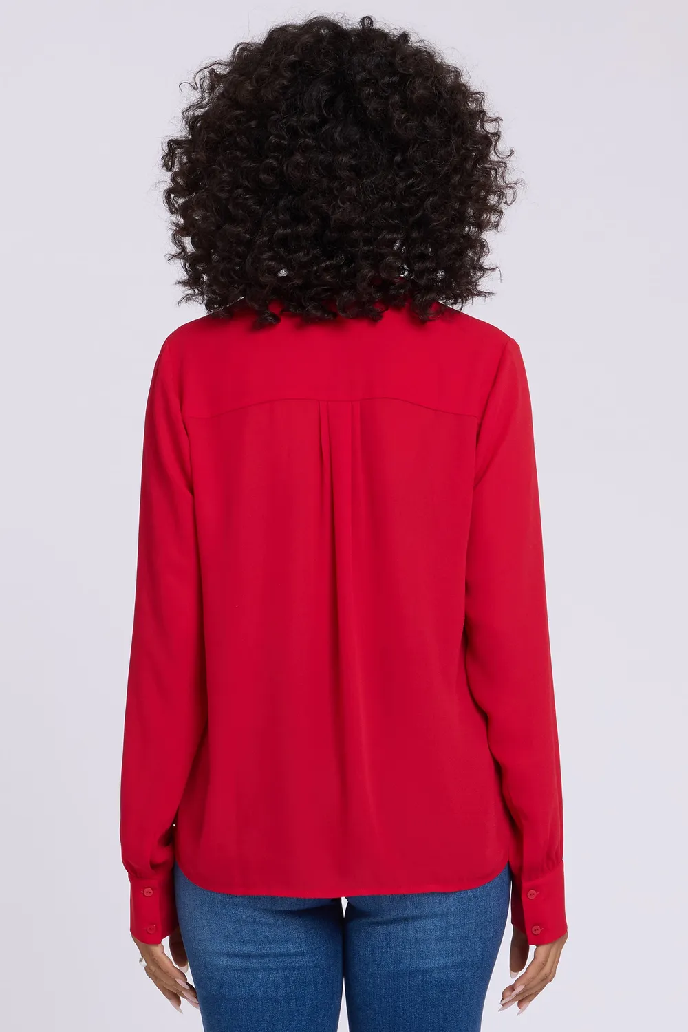 NYDJ Tie-Neck Bluse Passion Rot Schleife Langarm