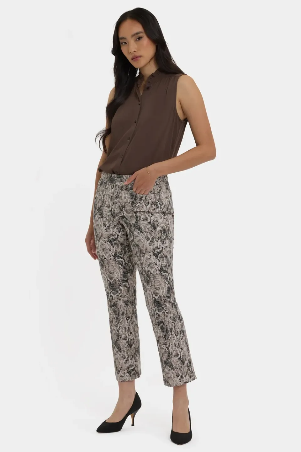 NYDJ Marilyn Straight Ankle Jeans Desert Python gemustert