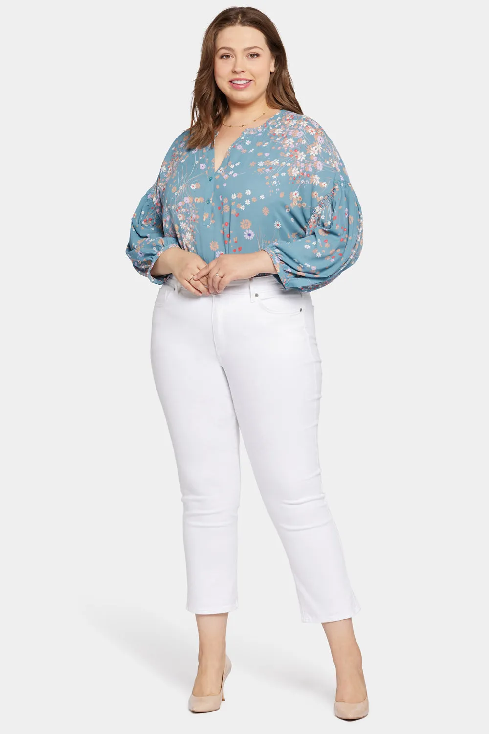 NYDJ Marilyn Straight Ankle Jeans Optic White Plus