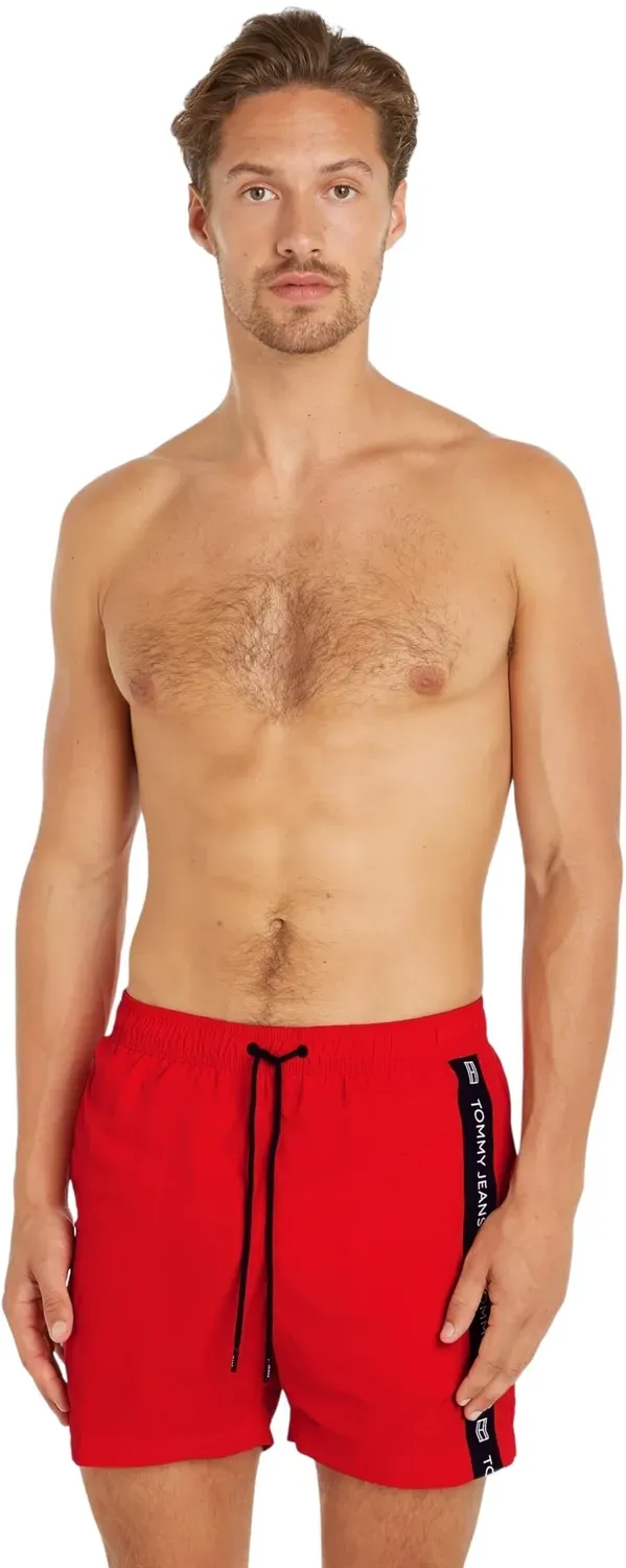 Tommy Jeans Drawstring Badehose Rot Polyester