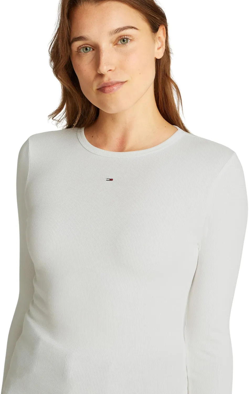 Tommy Jeans Essential Langarmshirt Damen Slim Fit Baumwolle