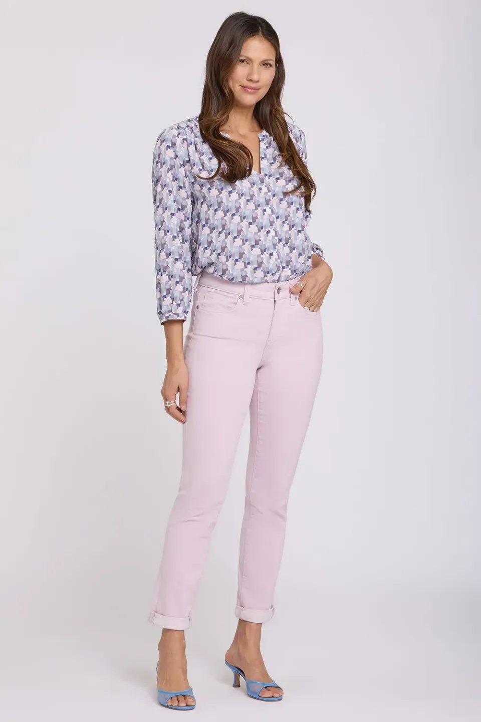 NYDJ Sheri Slim Straight Ankle Jeans Light Lilac formend