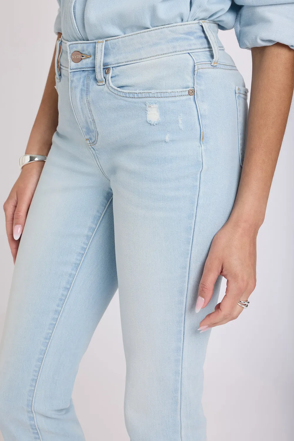 NYDJ Sheri Slim Straight Ankle Jeans Sky Valley Hellblau