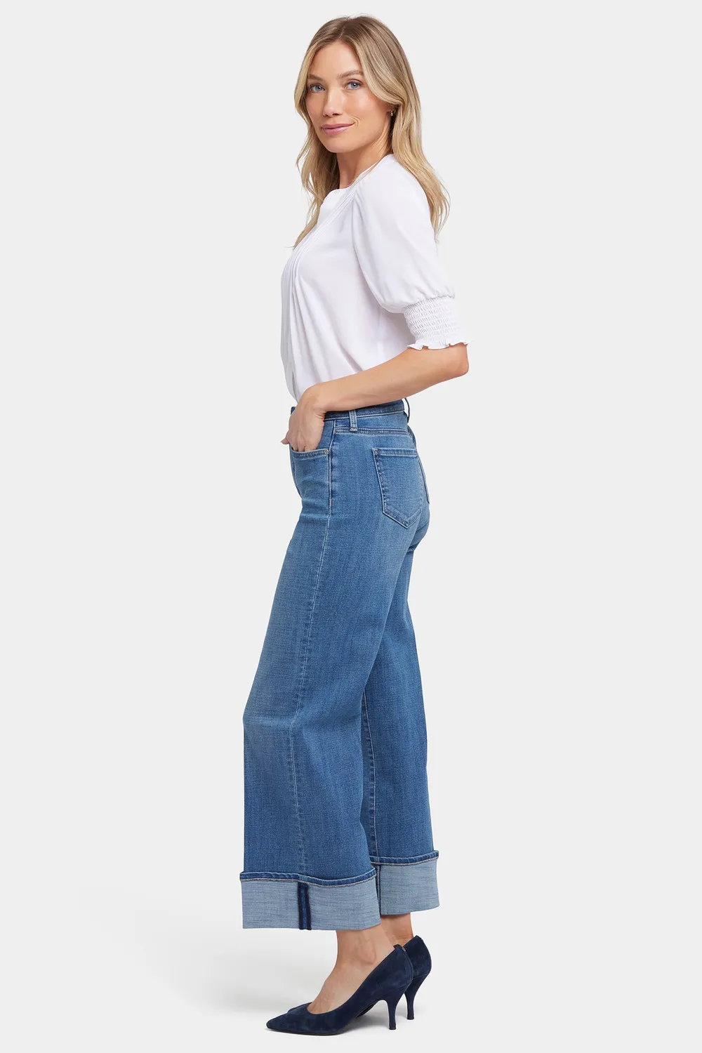 NYDJ Teresa Wide Leg Petite Jeans Stillwater Lake High-Rise