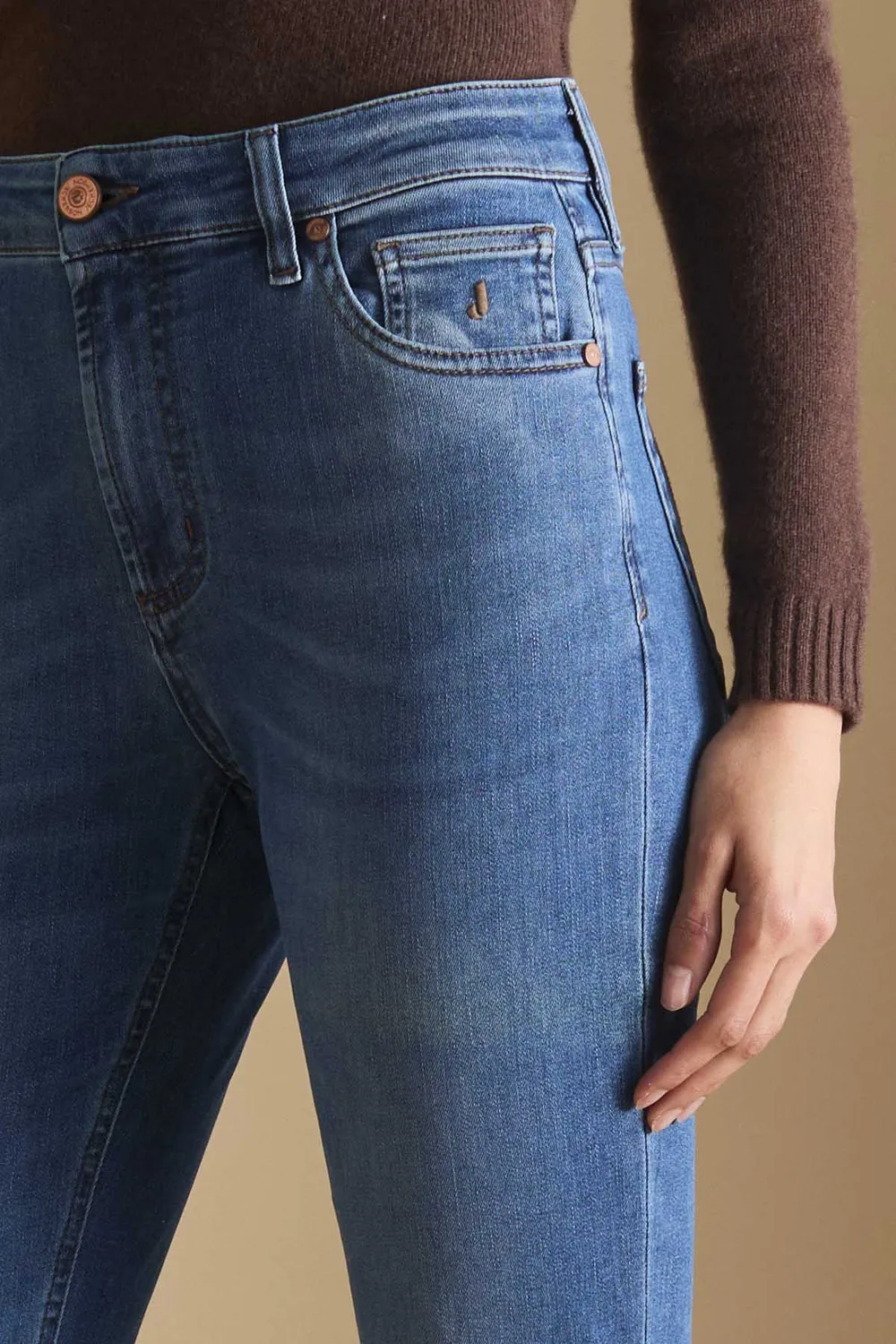 Jeckerson Jennifer Jeans Damen mittelblau Flared Stretch