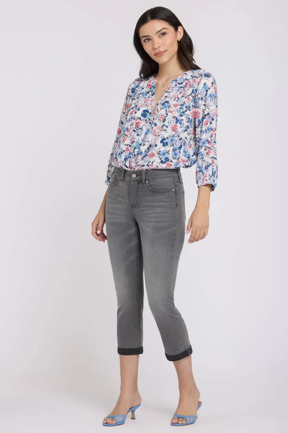 NYDJ Chloe Skinny Capri Jeans Dusty Ash Grau