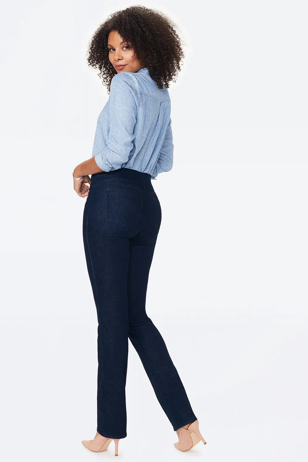 NYDJ Marilyn Straight Pull-On Jeans Rinse Gummibund