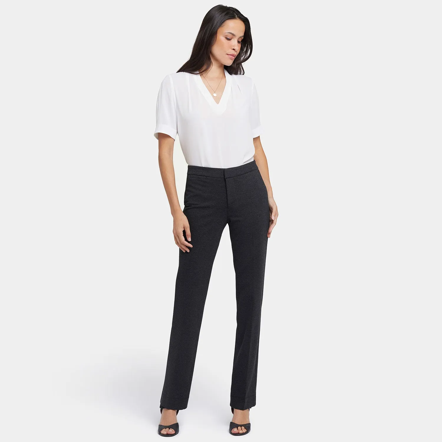 NYDJ Slim Trouser Hose Charcoal Heathered Ponte