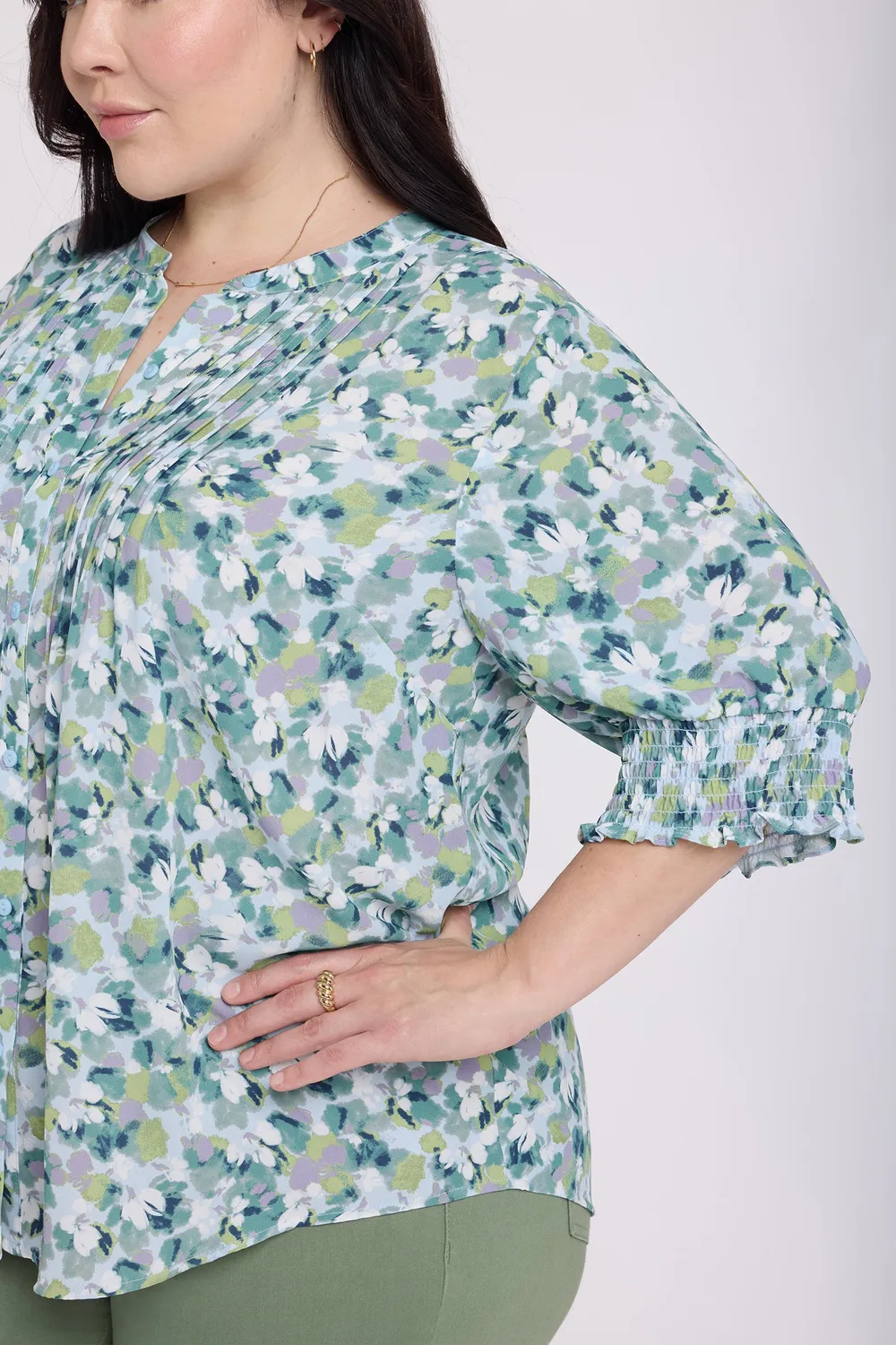 NYDJ Plissee-Bluse Kurzarm Bloomington Plus