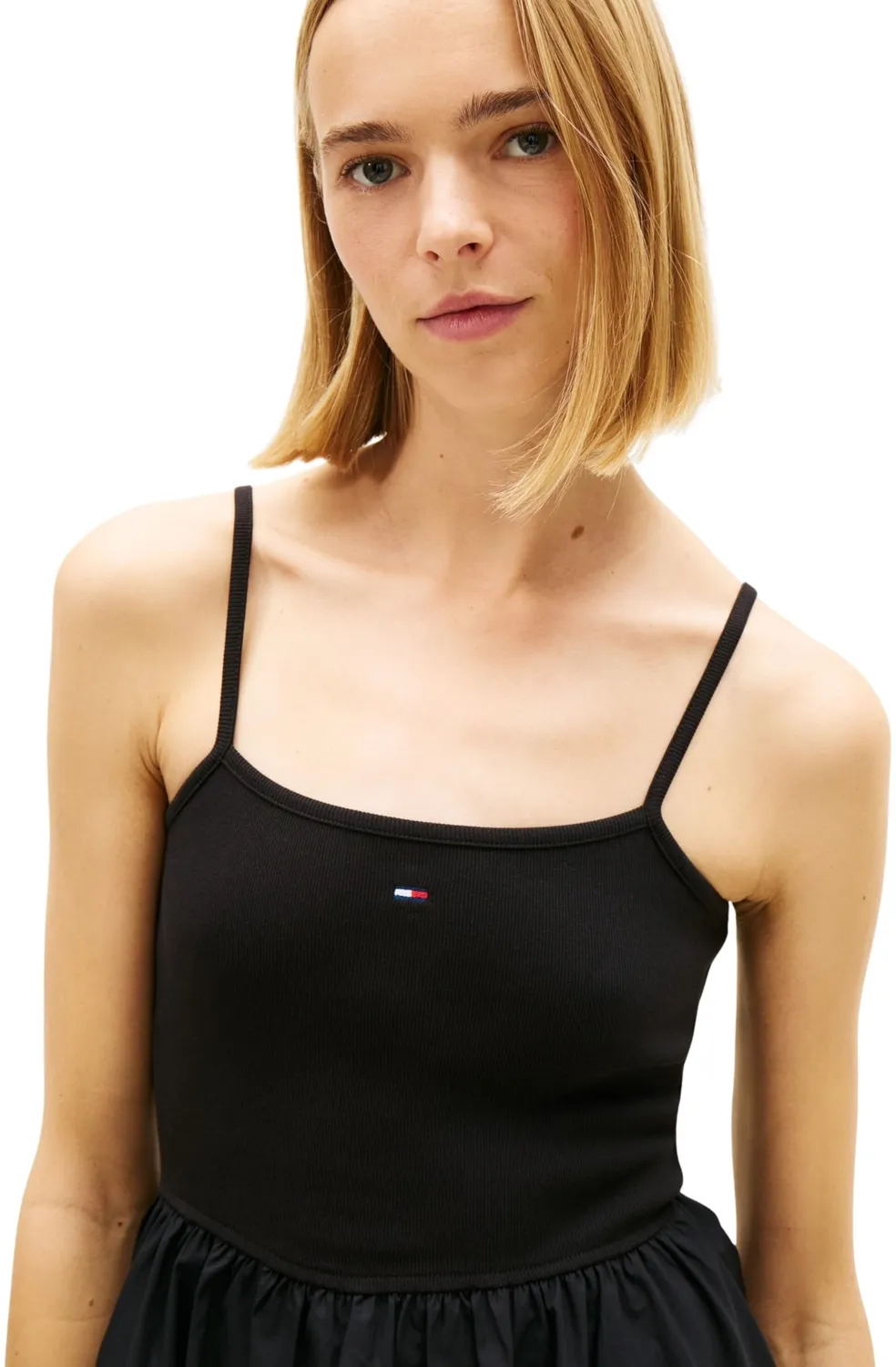 Tommy Jeans TJW Rib Poplin Mix Strappy Kleid Größe M