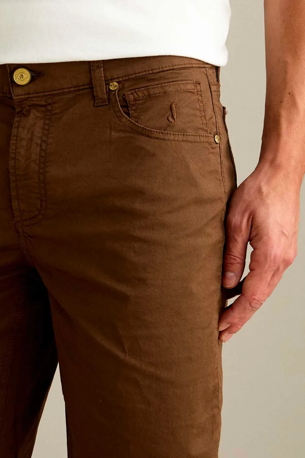 Jeckerson Jo Bermuda Hellbraun Gabardine Slim Fit