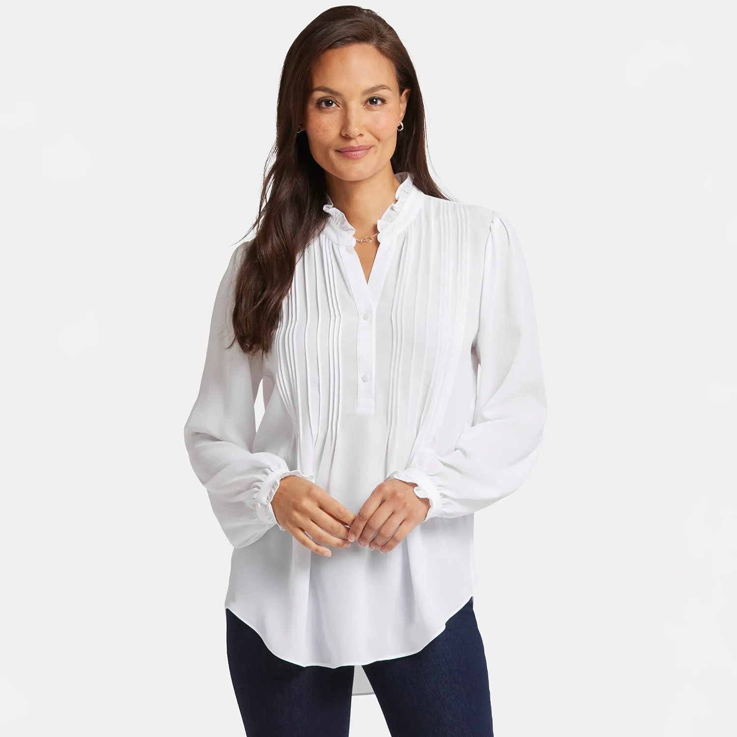 NYDJ Pleated Front Tunika Optik Weiß
