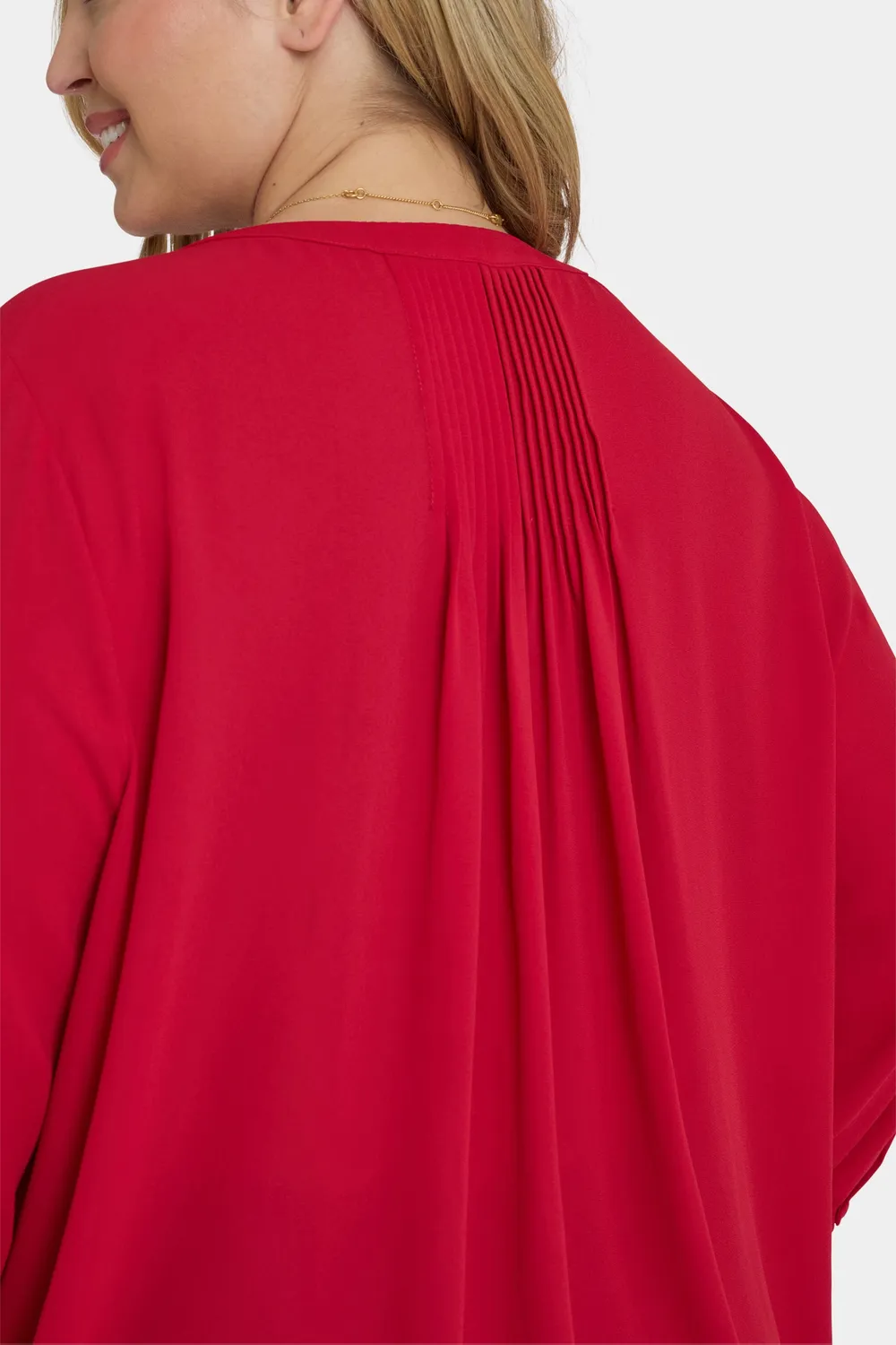 NYDJ Pintuck Plus Size Bluse Carnelian Rot 3/4-Arm