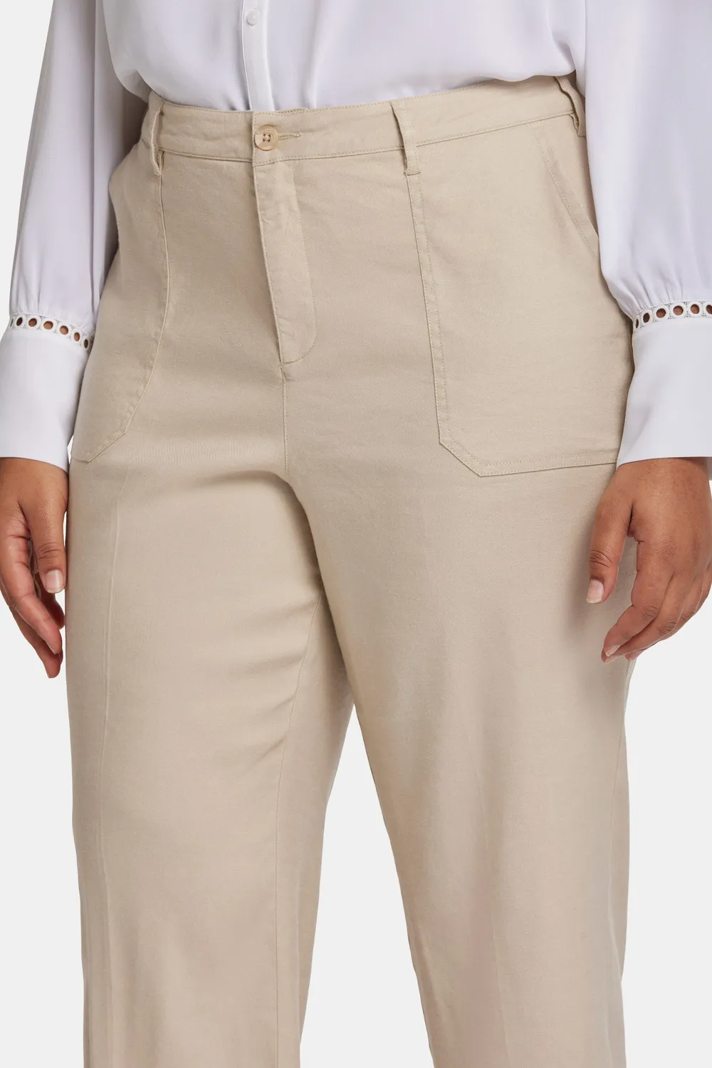 NYDJ Wide Leg Cargo Capri Hose Plus Feather