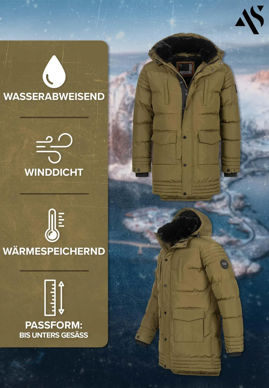 Alessandro Salvarini AS-285 Winterjacke XXL wasserabweisend