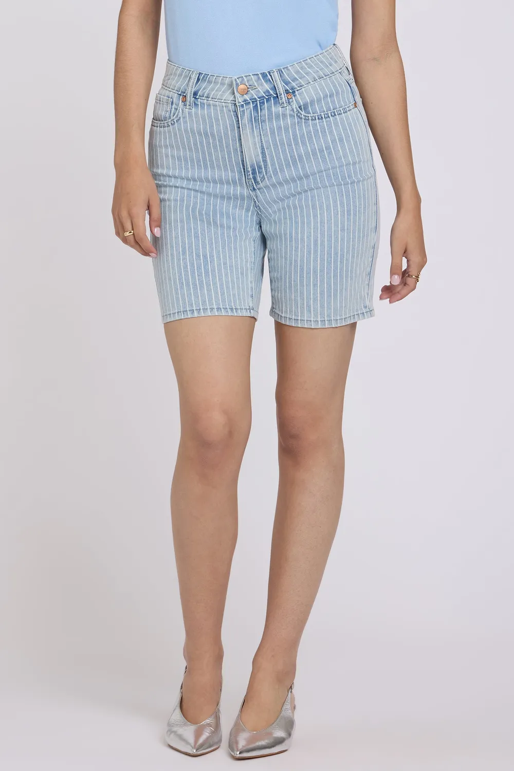 NYDJ Erin Relaxed Denim Shorts Azure Stripe 8