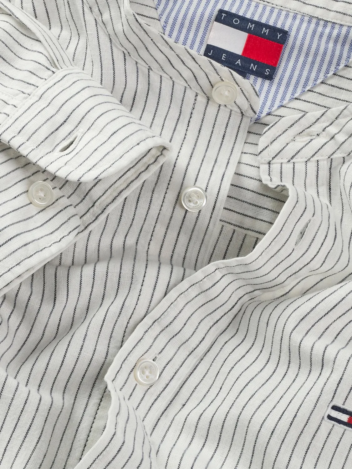 Tommy Jeans Linen Mix Hemd Herren Gr. L Blau