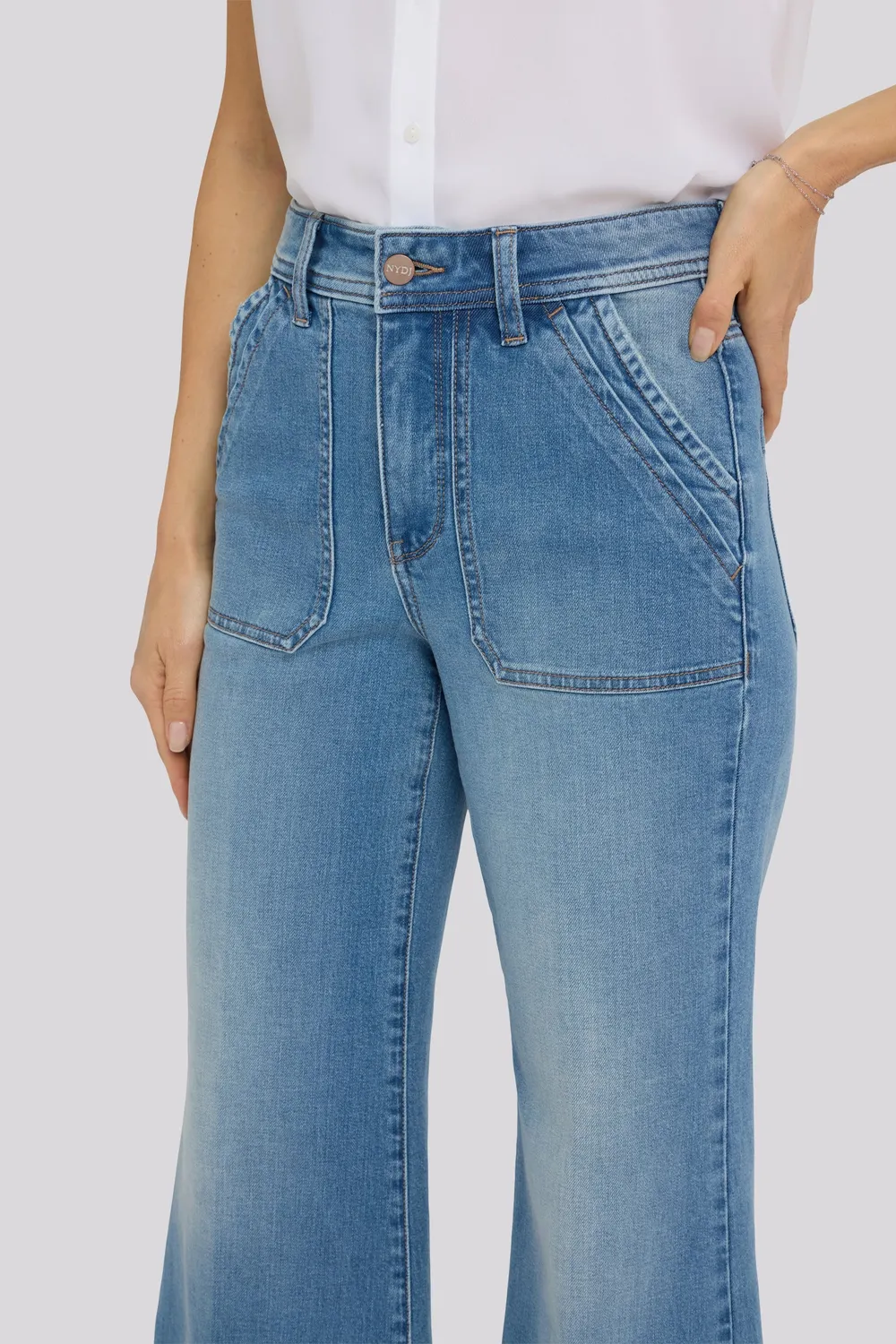 NYDJ Mia Palazzo Ankle Jeans Port Sea Weit