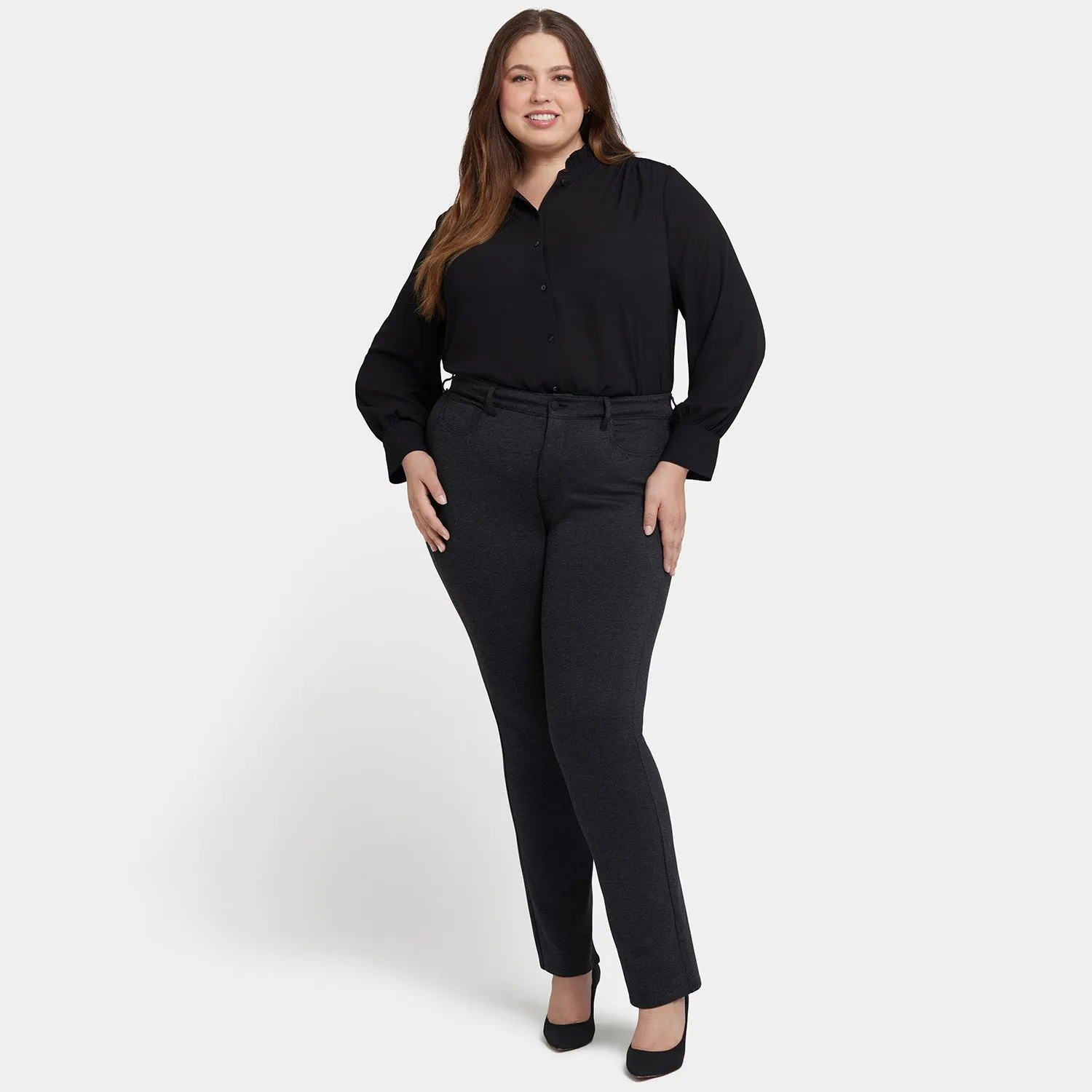 NYDJ Marilyn Straight Plus Hose Charcoal Stoff
