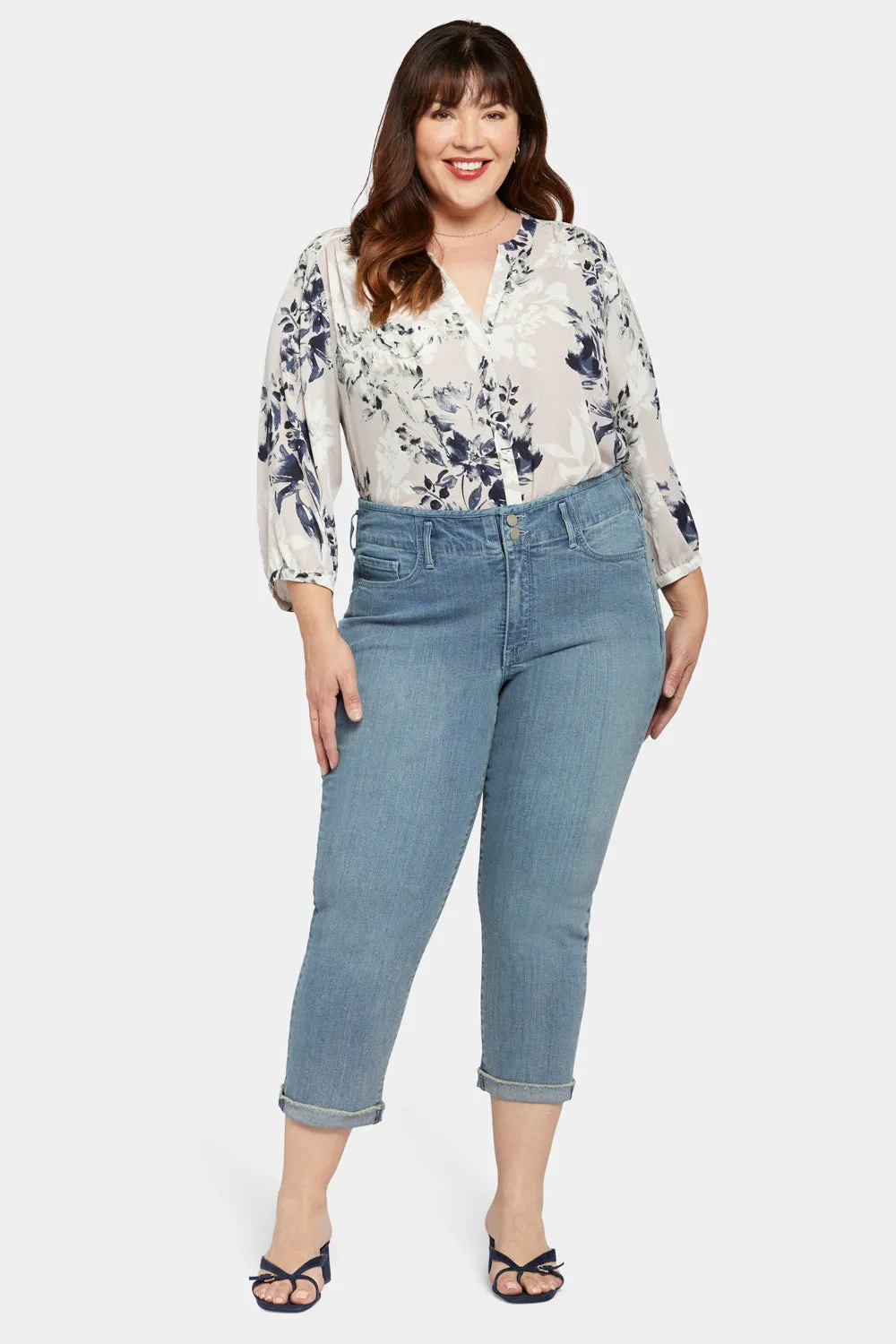 NYDJ Chloe Capri Jeans Thistle Falls Plus mit Lift Tuck