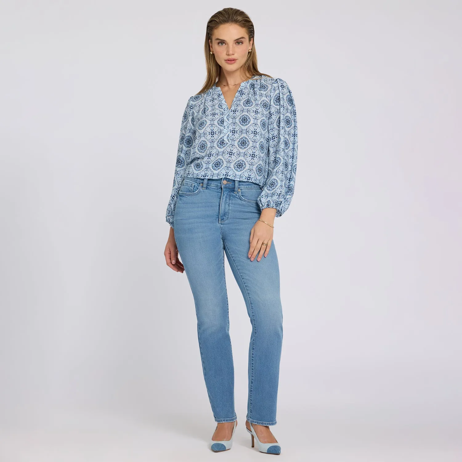 NYDJ Marilyn Straight Jeans Vista Lakes mittelblau