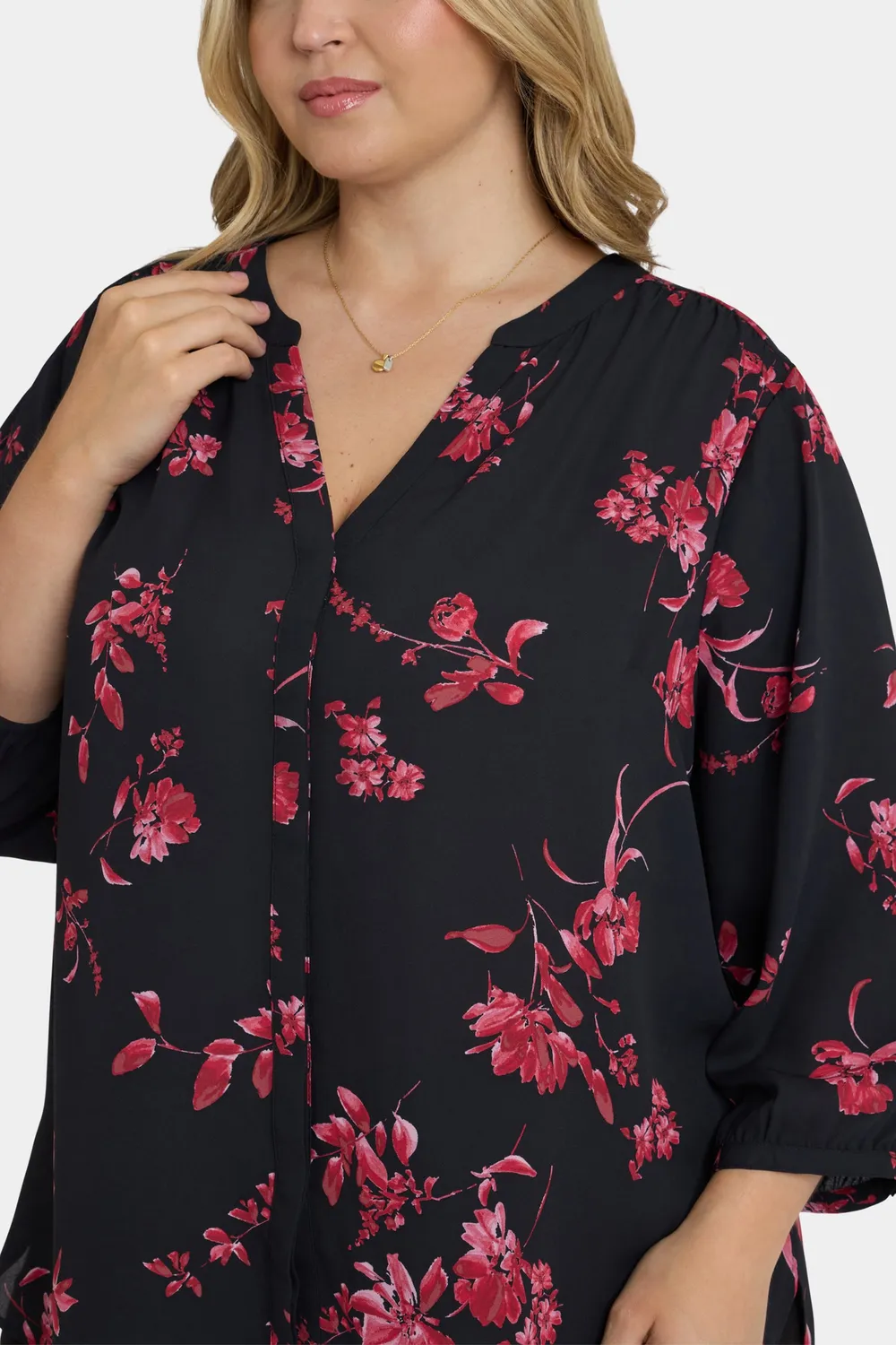NYDJ Pintuck Bluse Plus Size Vivienne Floral
