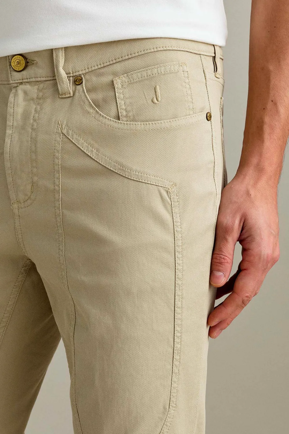 Jeckerson John Slim Fit Chino Hellbeige Nido-Gewebe