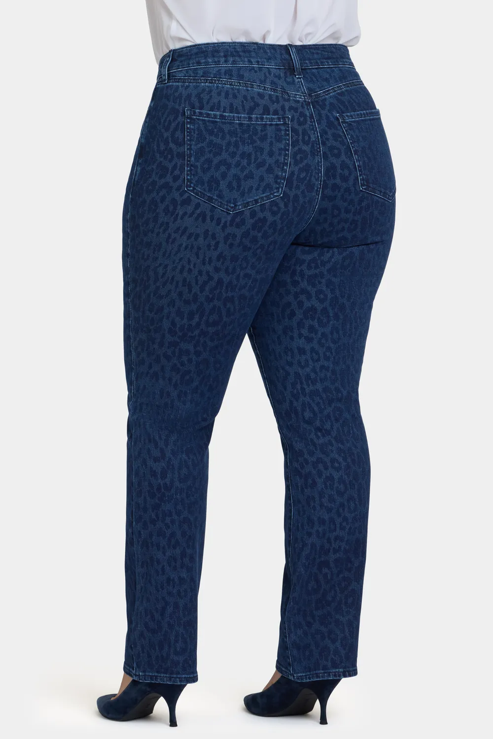 NYDJ Marilyn Straight Plus Size Jeans Dark Denim Leopard High Rise
